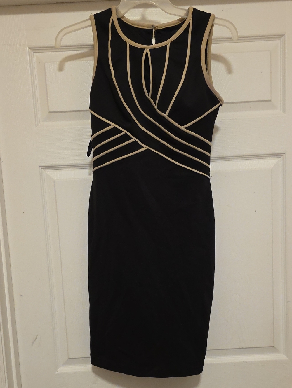 XOXO Black Sleeveless Midi Dress with Cream Trim